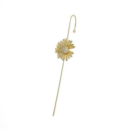 Ear Wrap Crawler Zircon Earrings – Korean Gold & Silver Copper Jewelry for Women