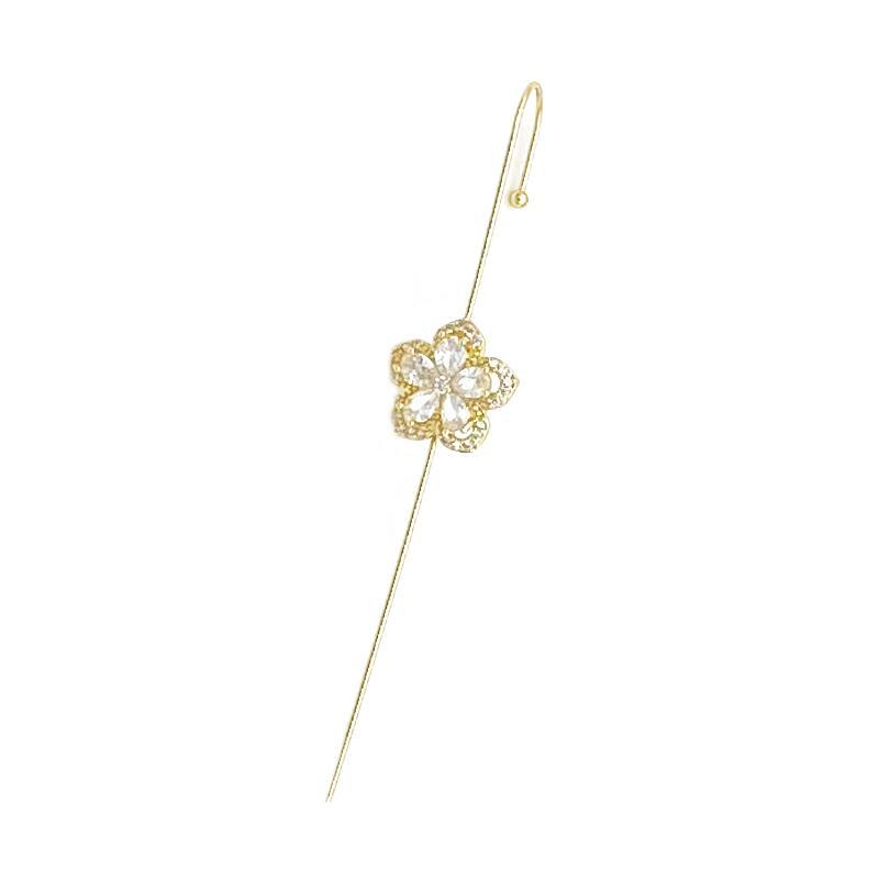 Ear Wrap Crawler Zircon Earrings – Korean Gold & Silver Copper Jewelry for Women