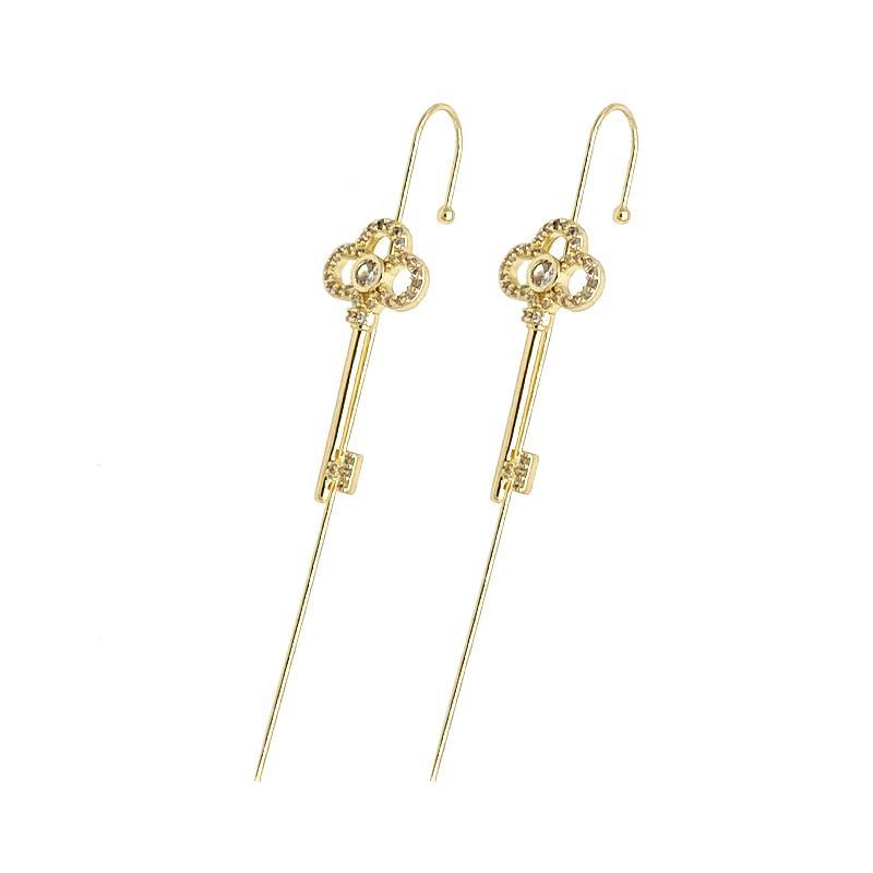 Ear Wrap Crawler Zircon Earrings – Korean Gold & Silver Copper Jewelry for Women