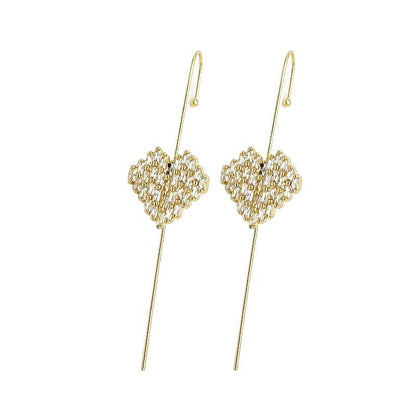 Ear Wrap Crawler Zircon Earrings – Korean Gold & Silver Copper Jewelry for Women
