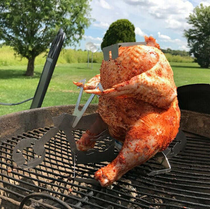 Beer Can Chicken Stand – Funny Motorcycle BBQ Roasting Rack for Grilling