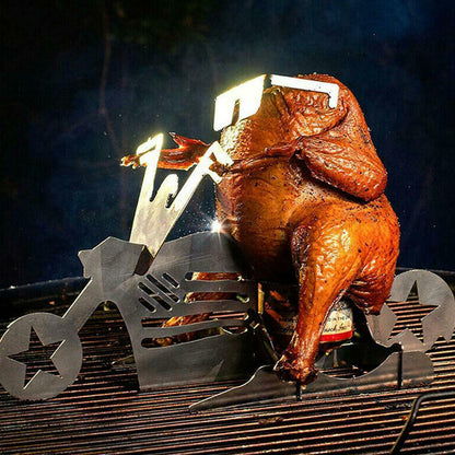 Beer Can Chicken Stand – Funny Motorcycle BBQ Roasting Rack for Grilling