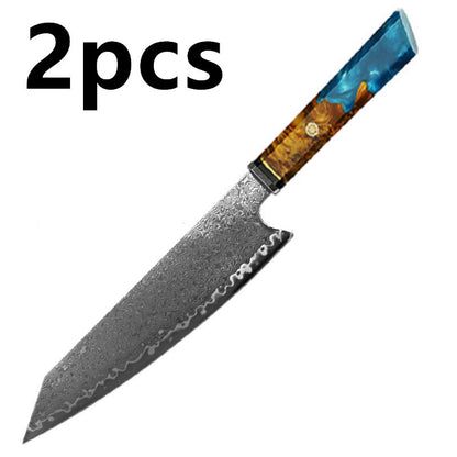 Japanese Damascus Chef Knife – Colorful Handle Kitchen Knife Set (1-3pcs)