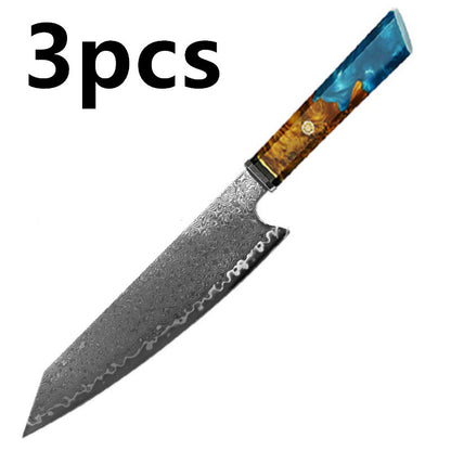 Japanese Damascus Chef Knife – Colorful Handle Kitchen Knife Set (1-3pcs)