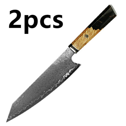 Japanese Damascus Chef Knife – Colorful Handle Kitchen Knife Set (1-3pcs)