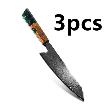 Japanese Damascus Chef Knife – Colorful Handle Kitchen Knife Set (1-3pcs)