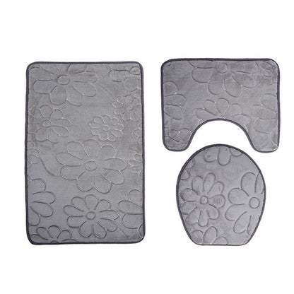 3-Piece Toilet Mat Set – Non-Slip Soft Bathroom Rug & Toilet Seat Cover Set