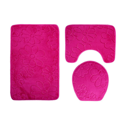 3-Piece Toilet Mat Set – Non-Slip Soft Bathroom Rug & Toilet Seat Cover Set
