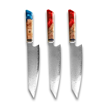 Japanese Damascus Chef Knife – Colorful Handle Kitchen Knife Set (1-3pcs)