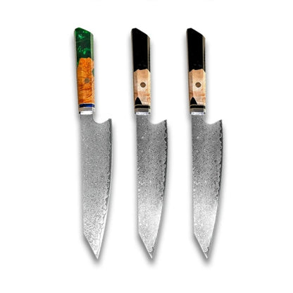 Japanese Damascus Chef Knife – Colorful Handle Kitchen Knife Set (1-3pcs)