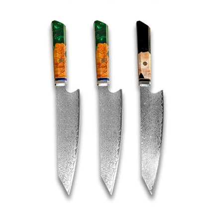 Japanese Damascus Chef Knife – Colorful Handle Kitchen Knife Set (1-3pcs)