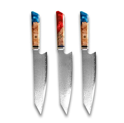 Japanese Damascus Chef Knife – Colorful Handle Kitchen Knife Set (1-3pcs)