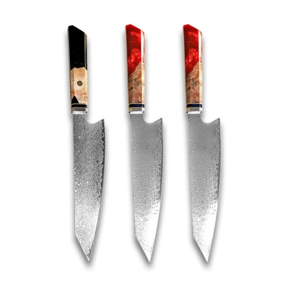 Japanese Damascus Chef Knife – Colorful Handle Kitchen Knife Set (1-3pcs)