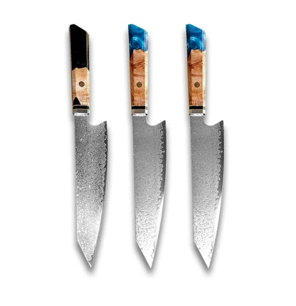 Japanese Damascus Chef Knife – Colorful Handle Kitchen Knife Set (1-3pcs)