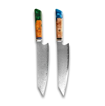 Japanese Damascus Chef Knife – Colorful Handle Kitchen Knife Set (1-3pcs)