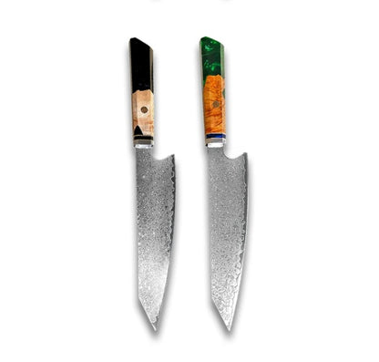 Japanese Damascus Chef Knife – Colorful Handle Kitchen Knife Set (1-3pcs)