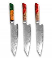 Japanese Damascus Chef Knife – Colorful Handle Kitchen Knife Set (1-3pcs)