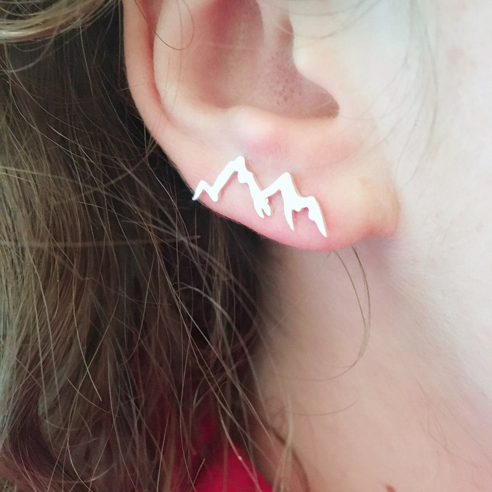 Mountain Landscape Ear Climber Earrings – Punk Geometric Alloy Jewelry for Women