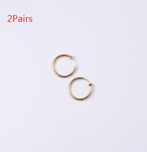 Titanium Steel No-Piercing Ear Clip – Gold & Silver Hoop Earrings for Women