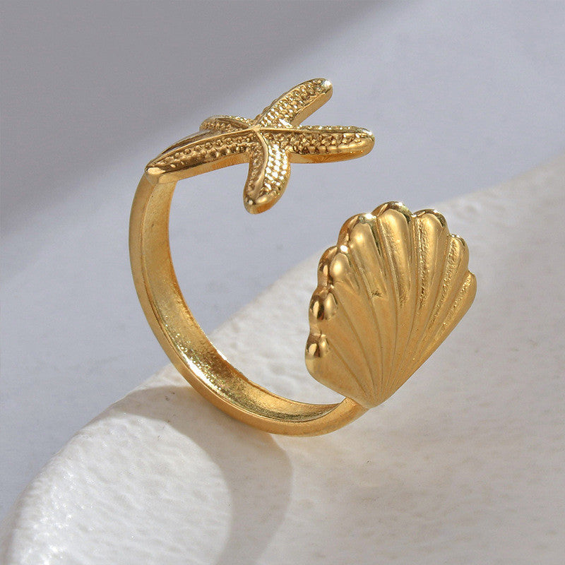 Titanium Steel Shell Ring – Unique Design Fashion Jewelry for Women