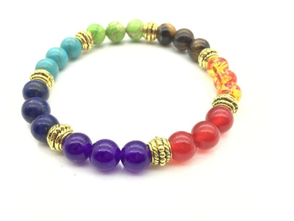 Chakra Energy Yoga Bracelet – Colorful Natural Stone Beads 8mm