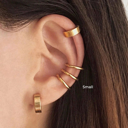 Titanium Steel No-Piercing Ear Clip – Gold & Silver Hoop Earrings for Women