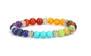 Chakra Energy Yoga Bracelet – Colorful Natural Stone Beads 8mm