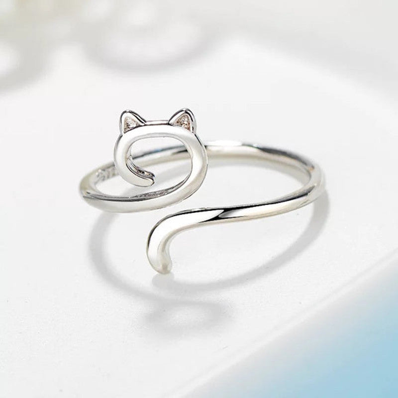 Adjustable Cat Knitted Ring – Cute Animal Jewelry for Women