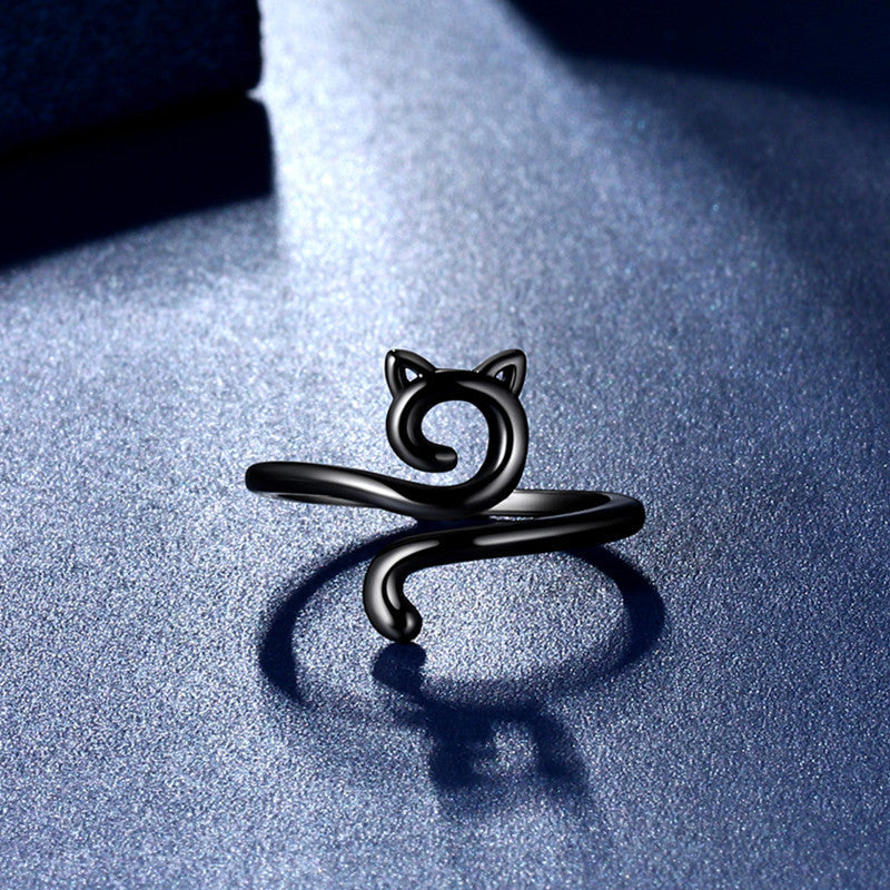Adjustable Cat Knitted Ring – Cute Animal Jewelry for Women