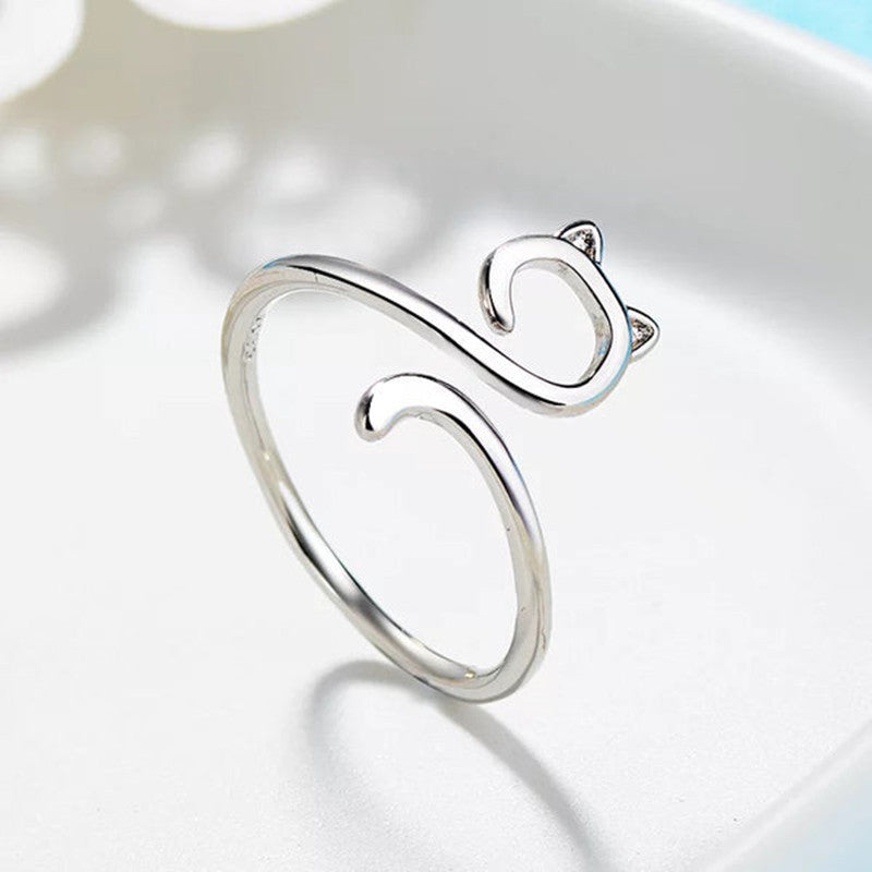 Adjustable Cat Knitted Ring – Cute Animal Jewelry for Women