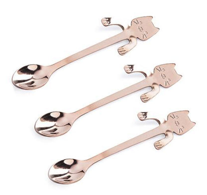 304 Stainless Steel Cartoon Cat Handle Coffee Spoon – Cute Hanging Teaspoon