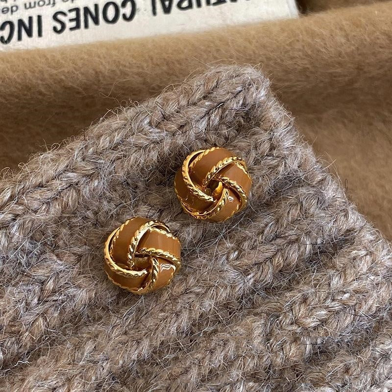 Retro Block Copper Earrings – Simple Versatile Jewelry for Women