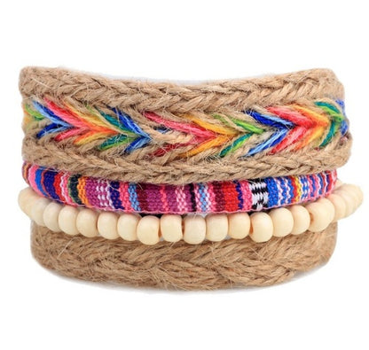 Punk Leather Multilayer Bead Wrap Bracelet – Handwoven Vintage Jewelry for Men & Women