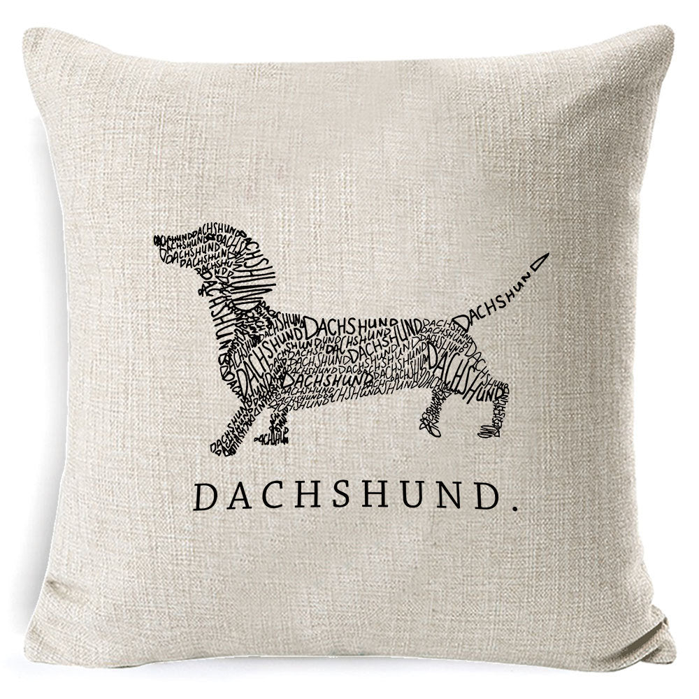 Vintage Dog Print Cotton Pillow Case 45x45CM – Cute Cushion Cover for Sofa & Home