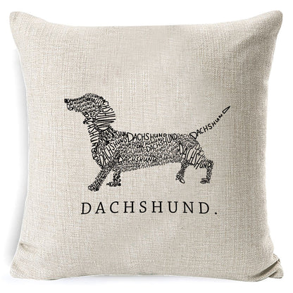 Vintage Dog Print Cotton Pillow Case 45x45CM – Cute Cushion Cover for Sofa & Home
