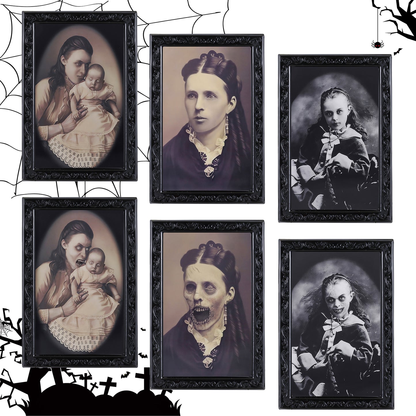 3D Changing Face Halloween Picture Frame – Spooky Ghost Portrait Decoration