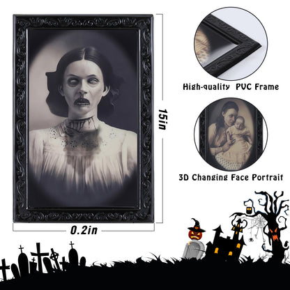 3D Changing Face Halloween Picture Frame – Spooky Ghost Portrait Decoration
