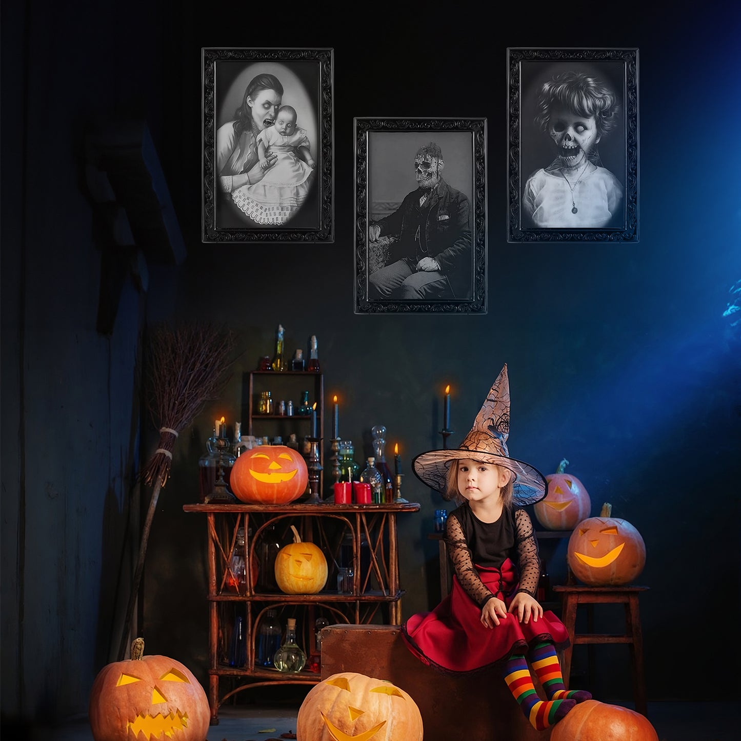 3D Changing Face Halloween Picture Frame – Spooky Ghost Portrait Decoration