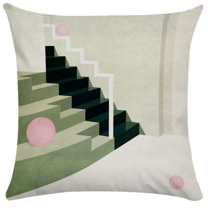 Geometric Building Print Pillowcase – Architectural Decorative Cushion Cover for Sofa & Home