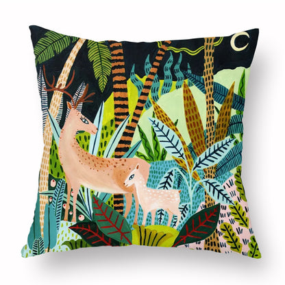 Green Peach Skin Cartoon Whale Cushion Cover – Cute Animal Print Pillow Case for Kids & Home