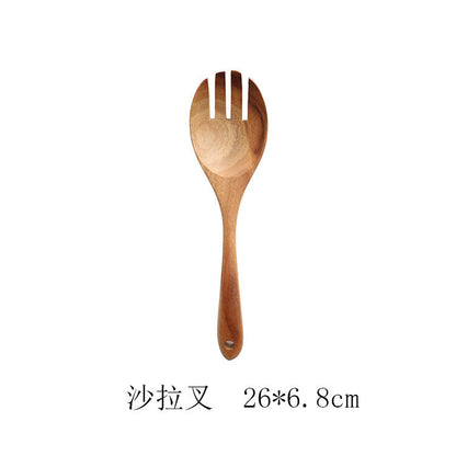 Teak Natural Wood Kitchen Utensil Set – Spoon, Ladle, Turner, Colander & Skimmer Cooking Tools