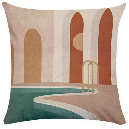 Geometric Building Print Pillowcase – Architectural Decorative Cushion Cover for Sofa & Home