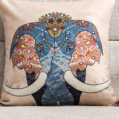 Elephant Print Pillow Cushion Cover – Decorative Animal Pillowcase for Sofa & Home