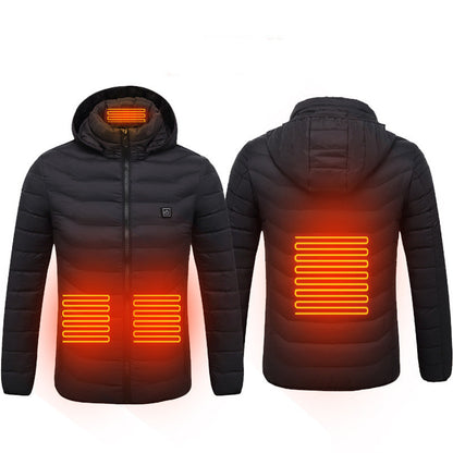 USB Electric Heated Jacket – Thermal Winter Coat with Removable Hood