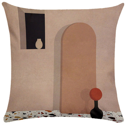 Geometric Building Print Pillowcase – Architectural Decorative Cushion Cover for Sofa & Home