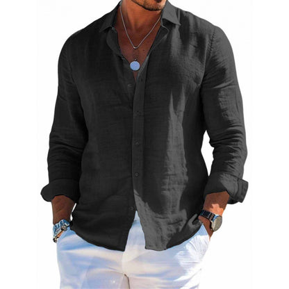 Men's Long Sleeve Casual Shirt – Loose Lapel Button-Up Plus Size