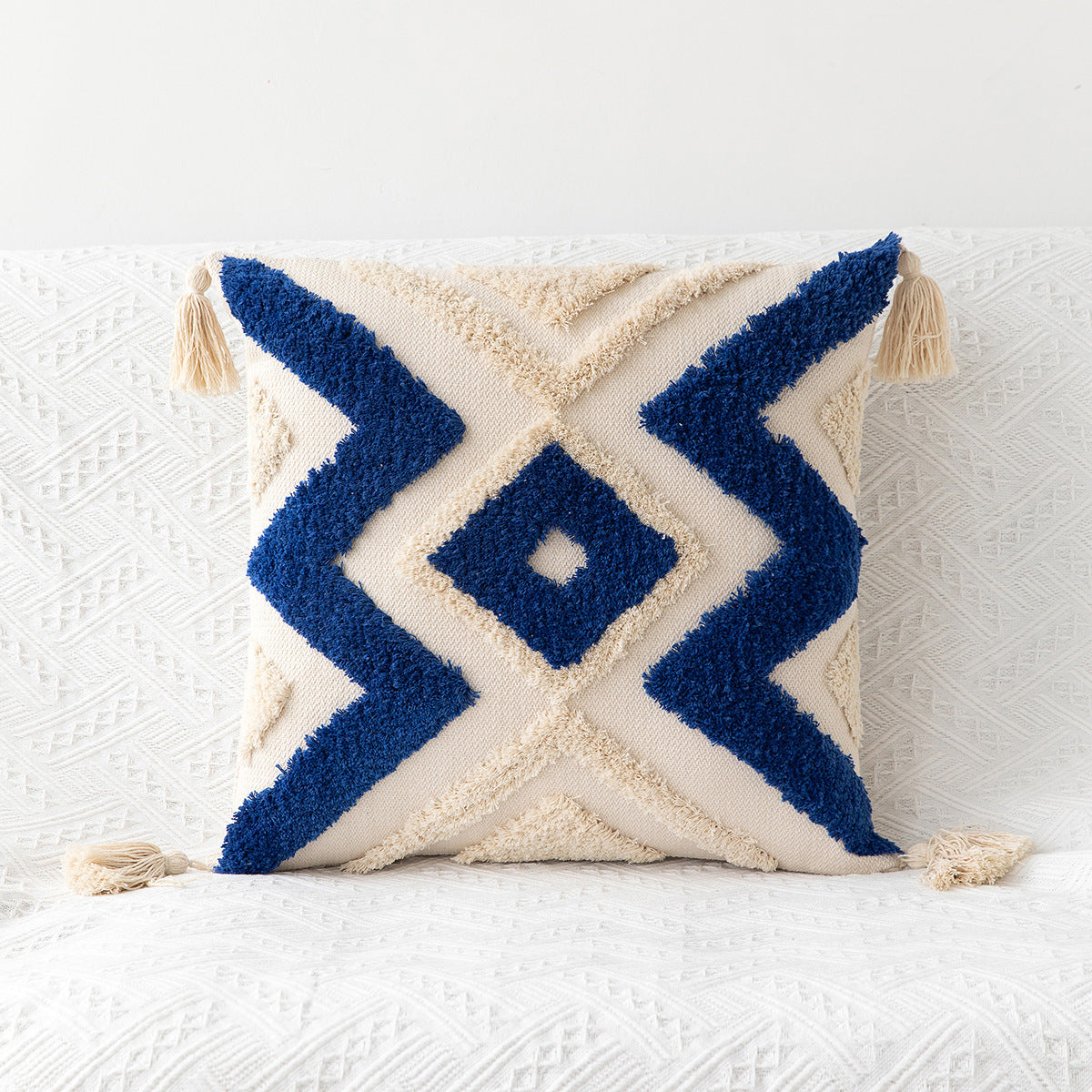 Bohemian Geometric Tufted Pillowcase – Decorative Cushion Cover for Sofa & Home Decor