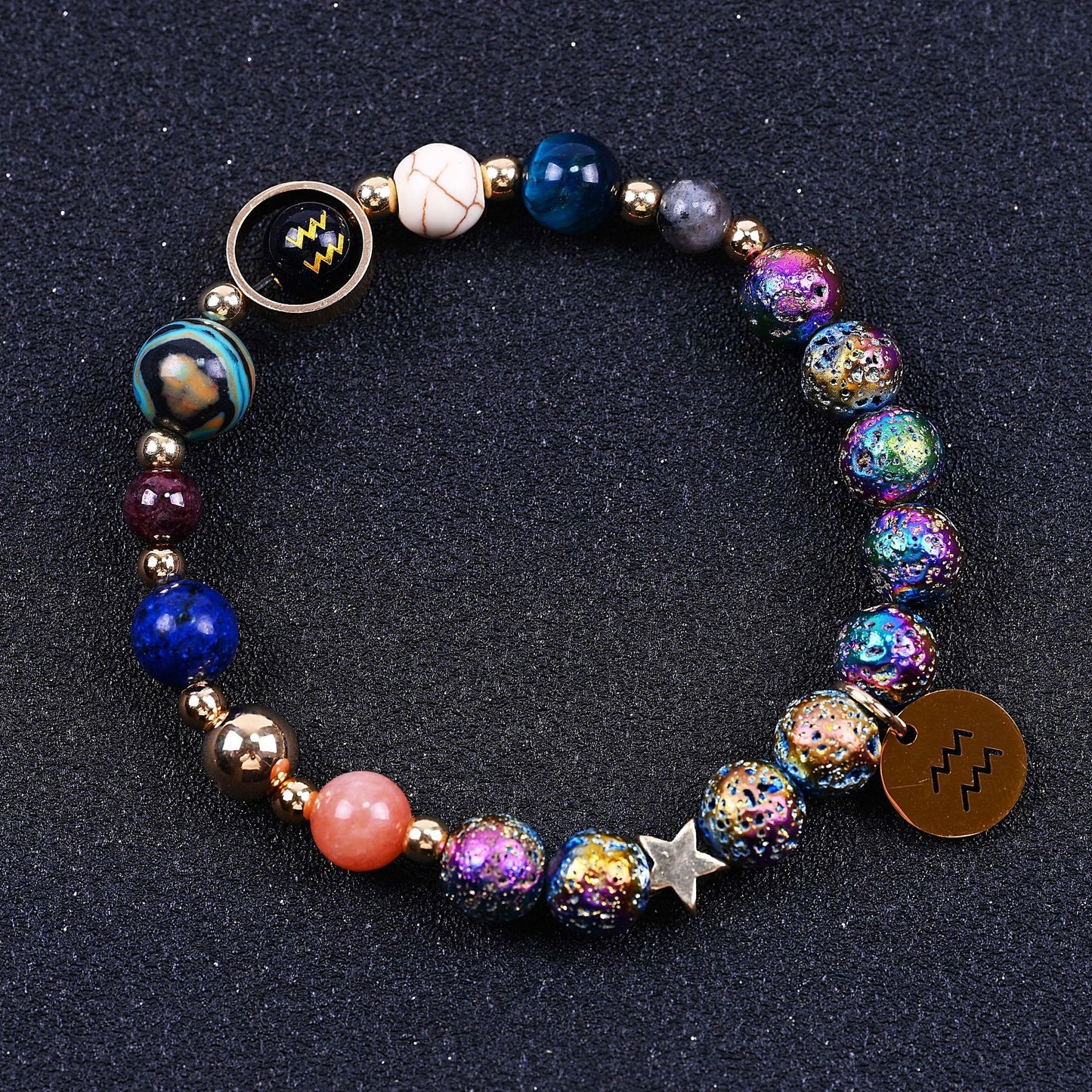 Zodiac Constellation Volcanic Rock Bracelet – Natural Stone Beads for All 12 Signs