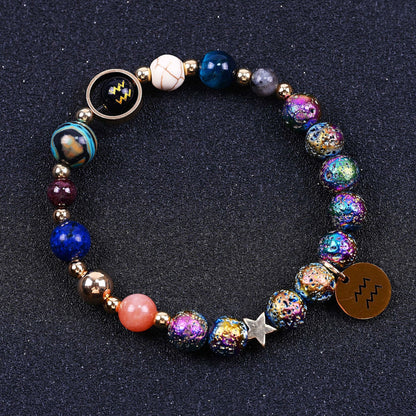 Zodiac Constellation Volcanic Rock Bracelet – Natural Stone Beads for All 12 Signs