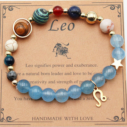 Zodiac Natural Stone Bracelet – Constellation Beaded Bracelet with Agate & Shoushan Stone